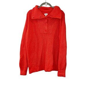 Aerie Women’s Oversized CozyUp Waffle Button Sweater Orange-Red Soft Size XS NEW